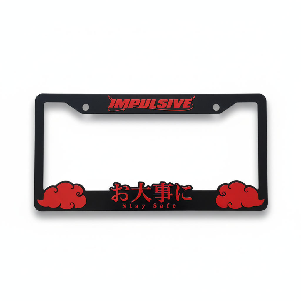 Black and Red Stay Safe License Plate Frame – Car Plate Frame