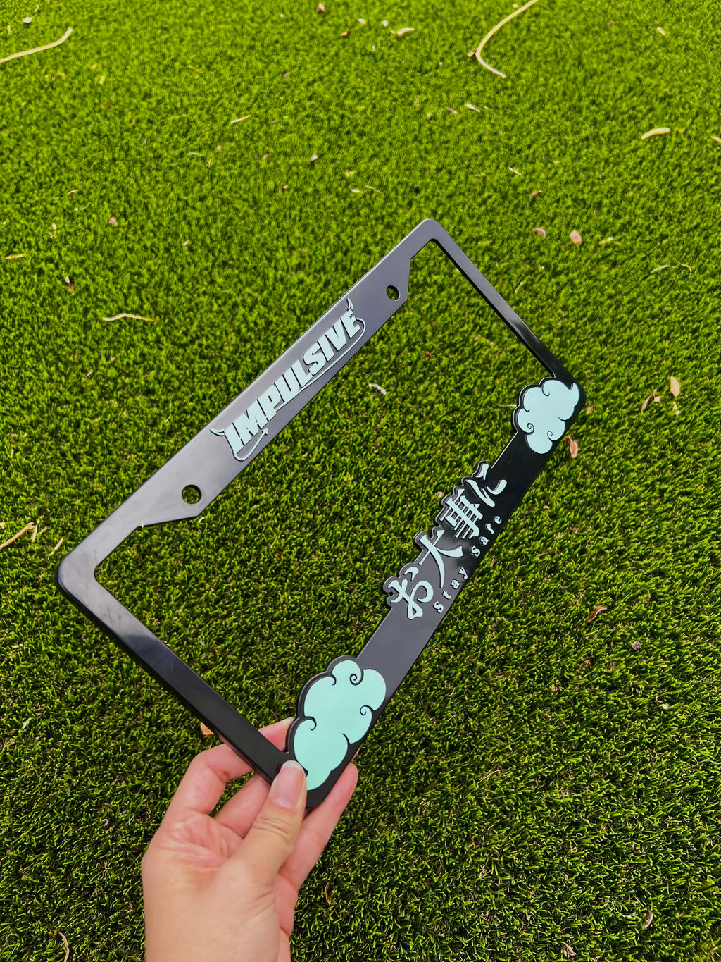 SEAFOAM GREEN Stay Safe License Plate Frame