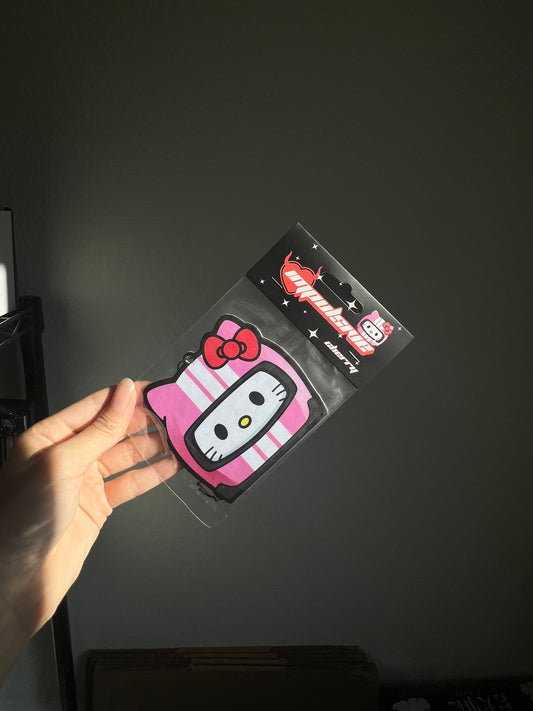 White Racer Kitty Air Freshener