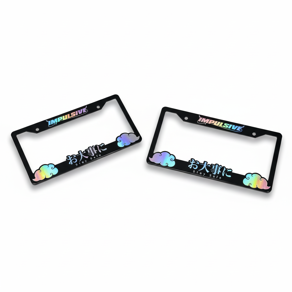 OIL SLICK Stay Safe License Plate Frames