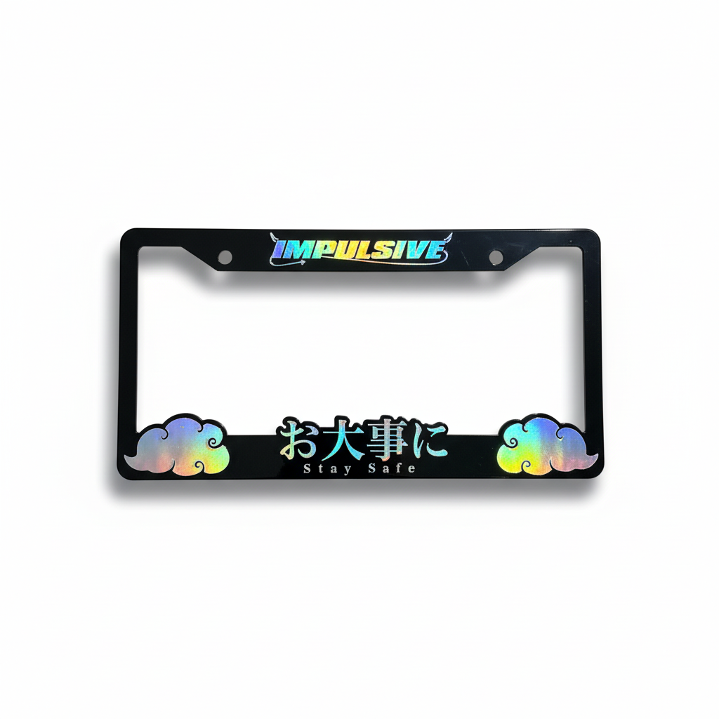 OIL SLICK Stay Safe License Plate Frames