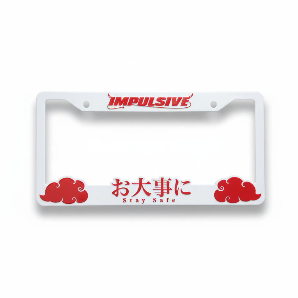 WHITE/RED Stay Safe License Plate Frames