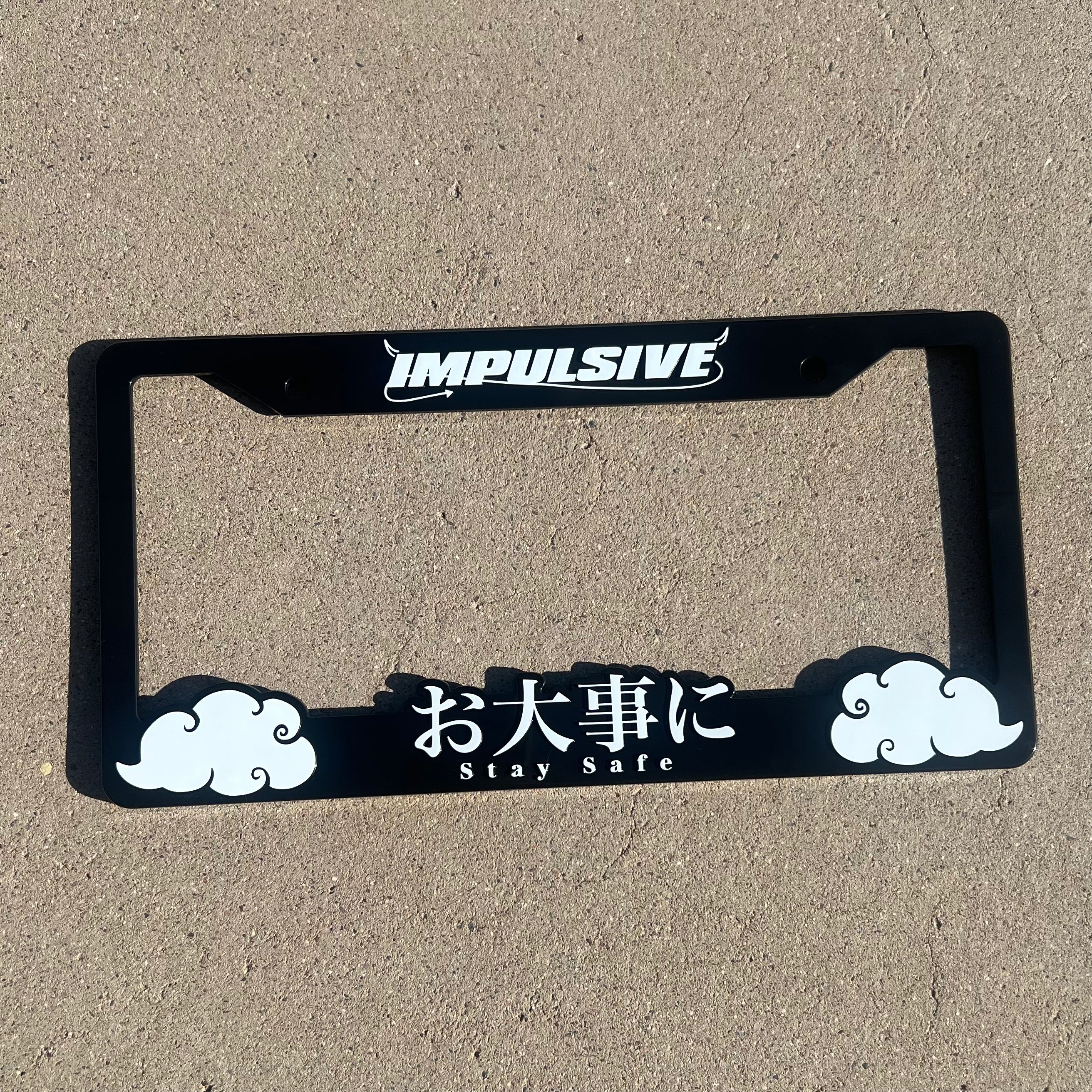 Black and White Stay Safe License Plate Frame – Car Plate Frame Black and White Stay Safe License Plate Frame – Car Plate Frame