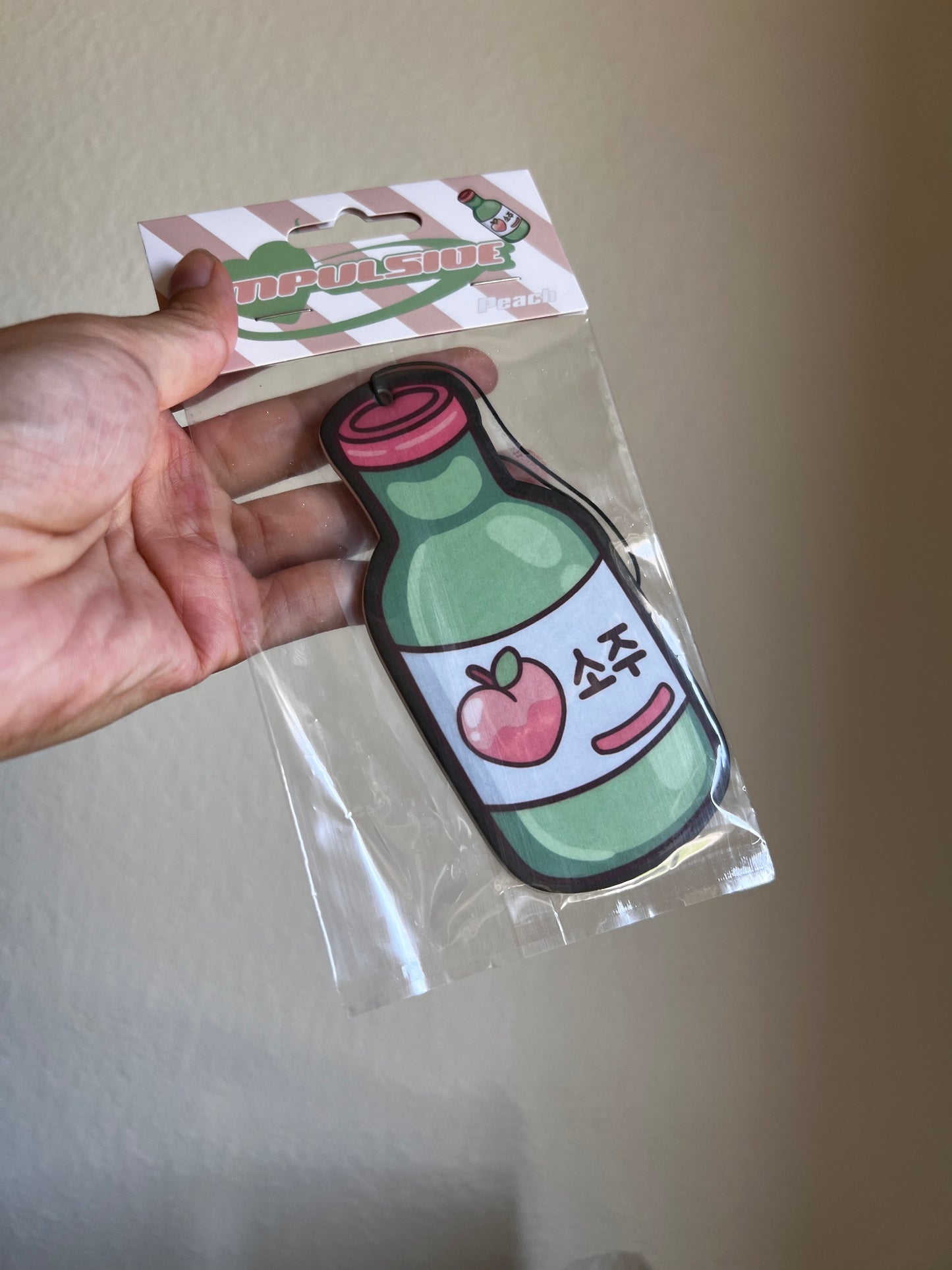 impulsive peach soju car air freshener packaging