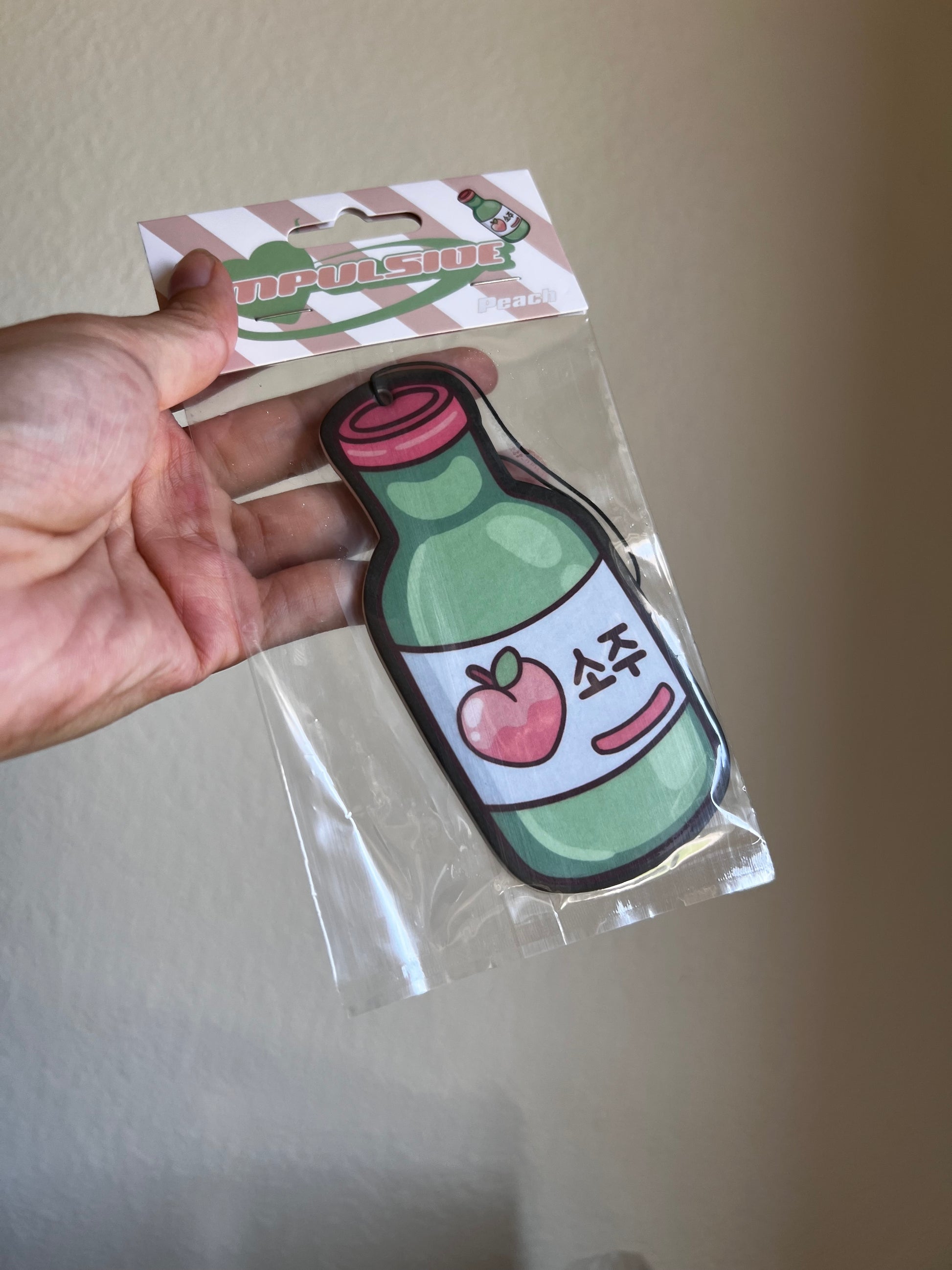 impulsive peach soju car air freshener packaging