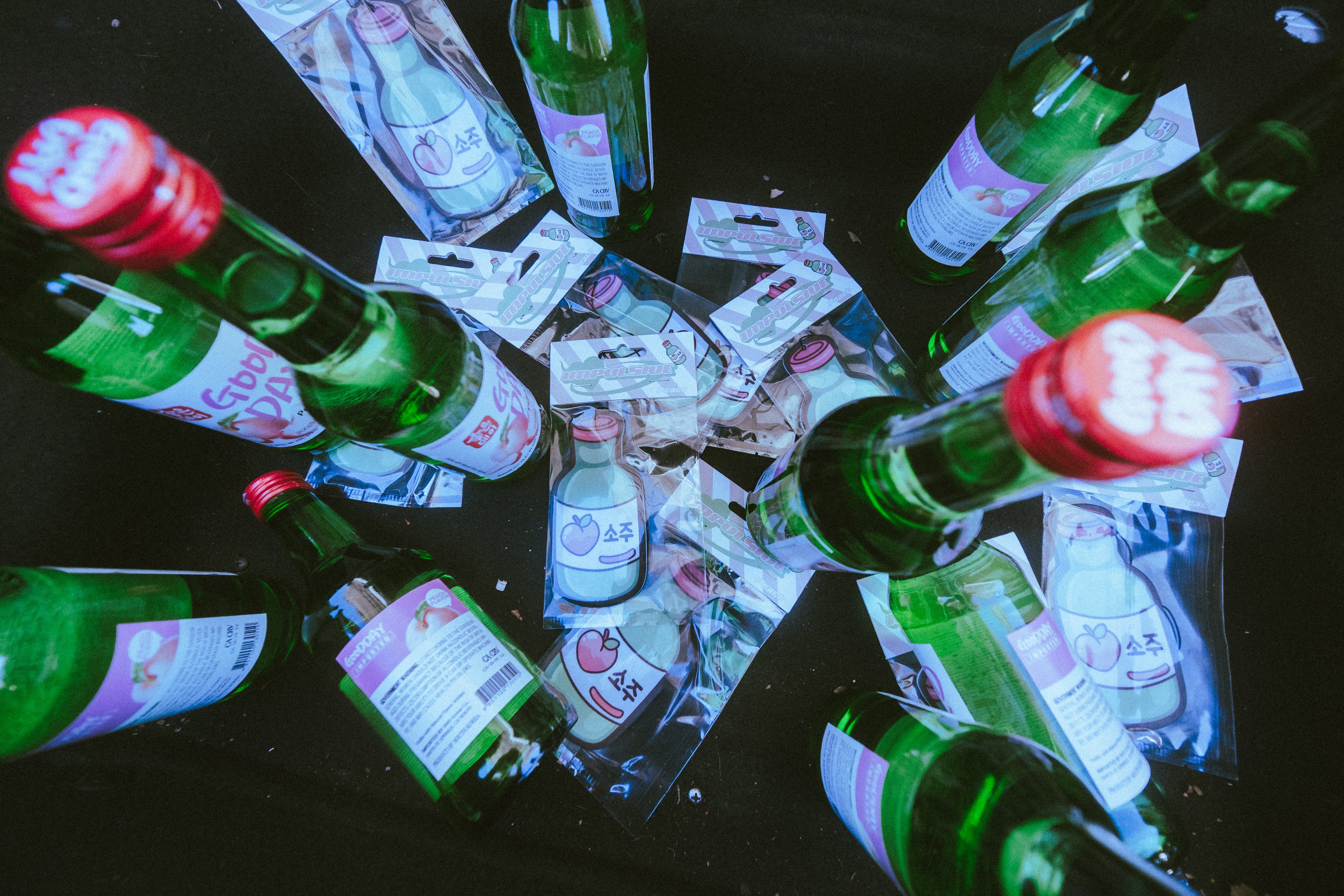 impulsive peach soju car air freshener in trunk with soju