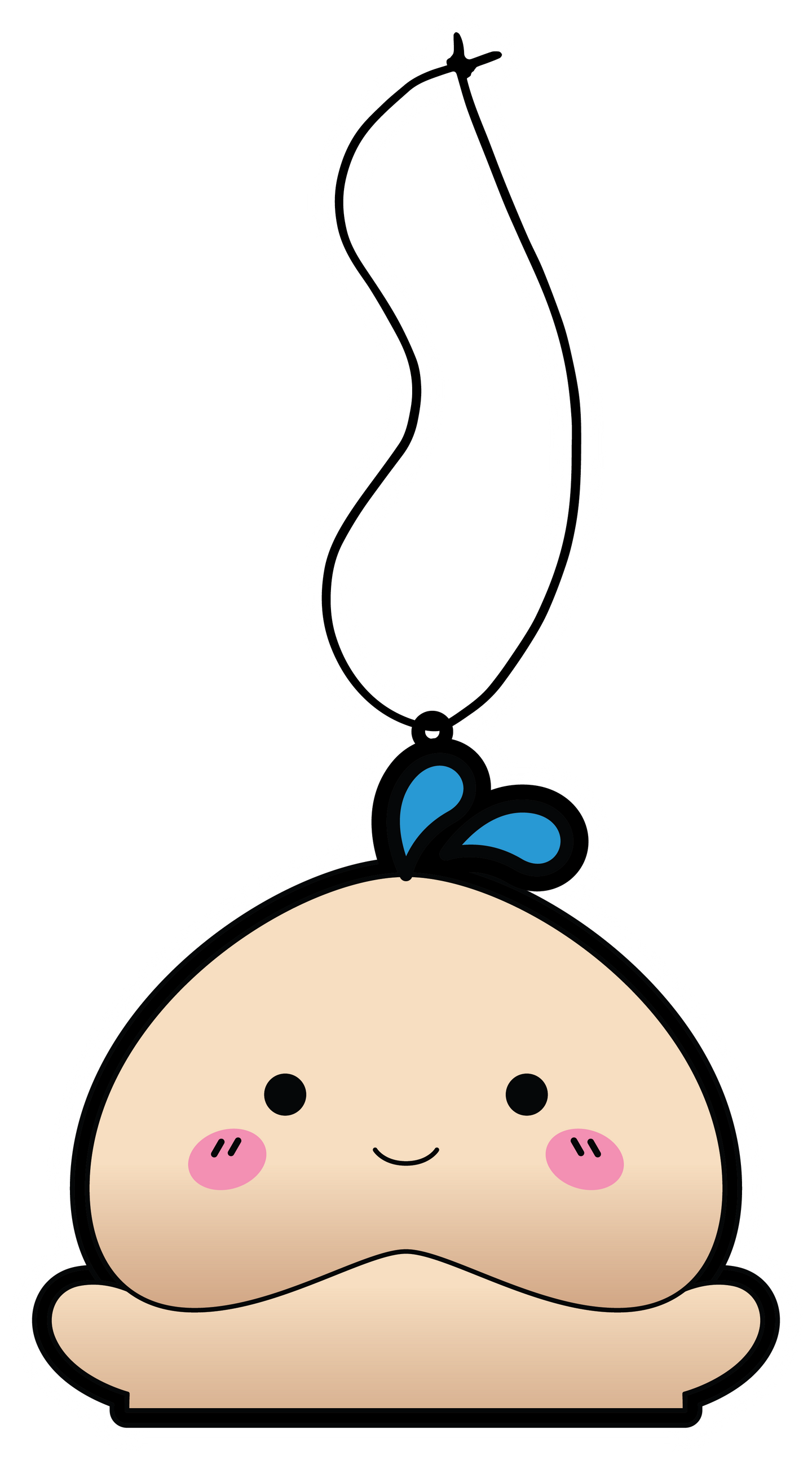 Japanese Cartoon Happy PeePee pp Penis Air freshener. Light Skin color super nova scent hanging from black string.